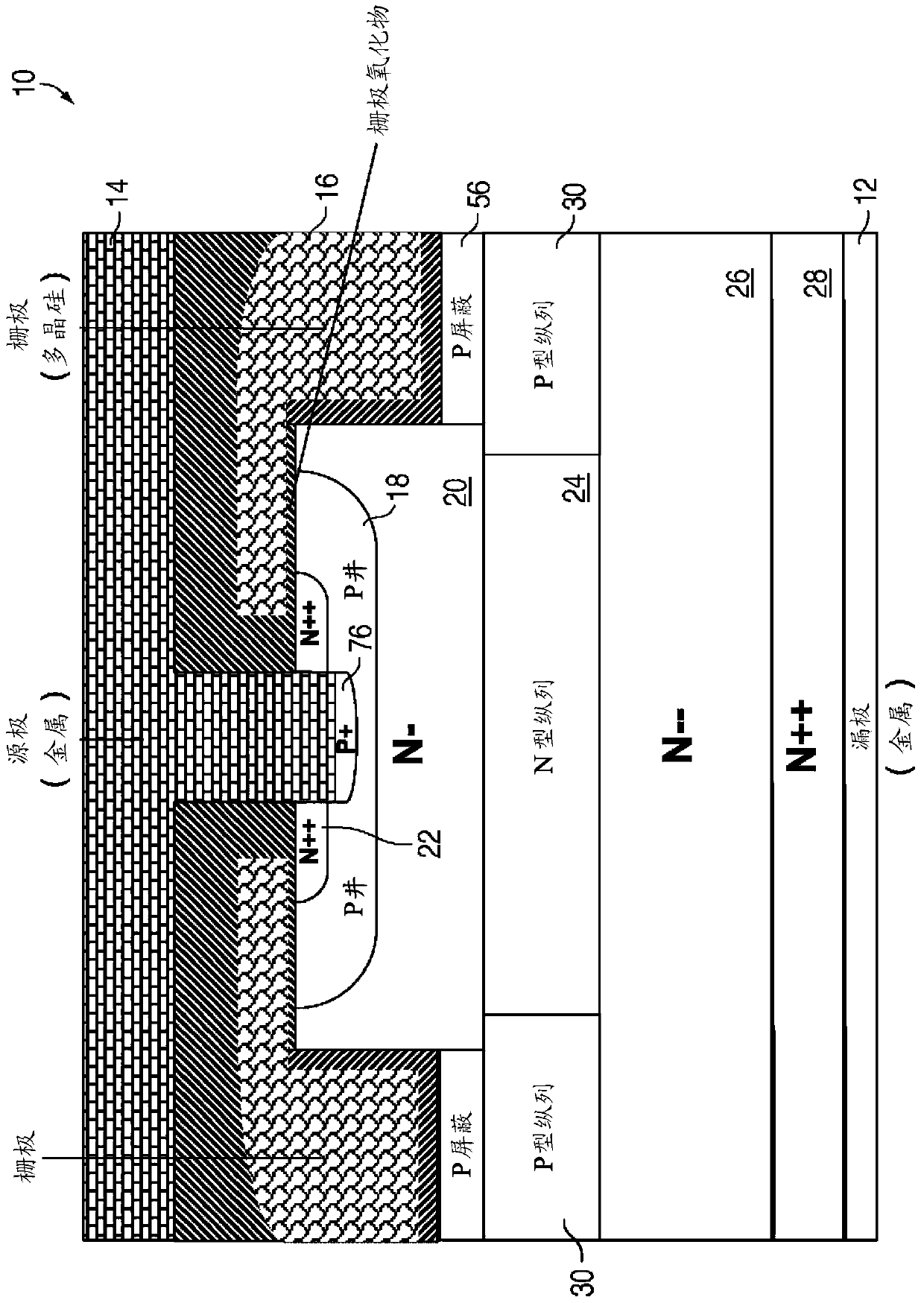 Vertical power MOSFET cell with planar channel