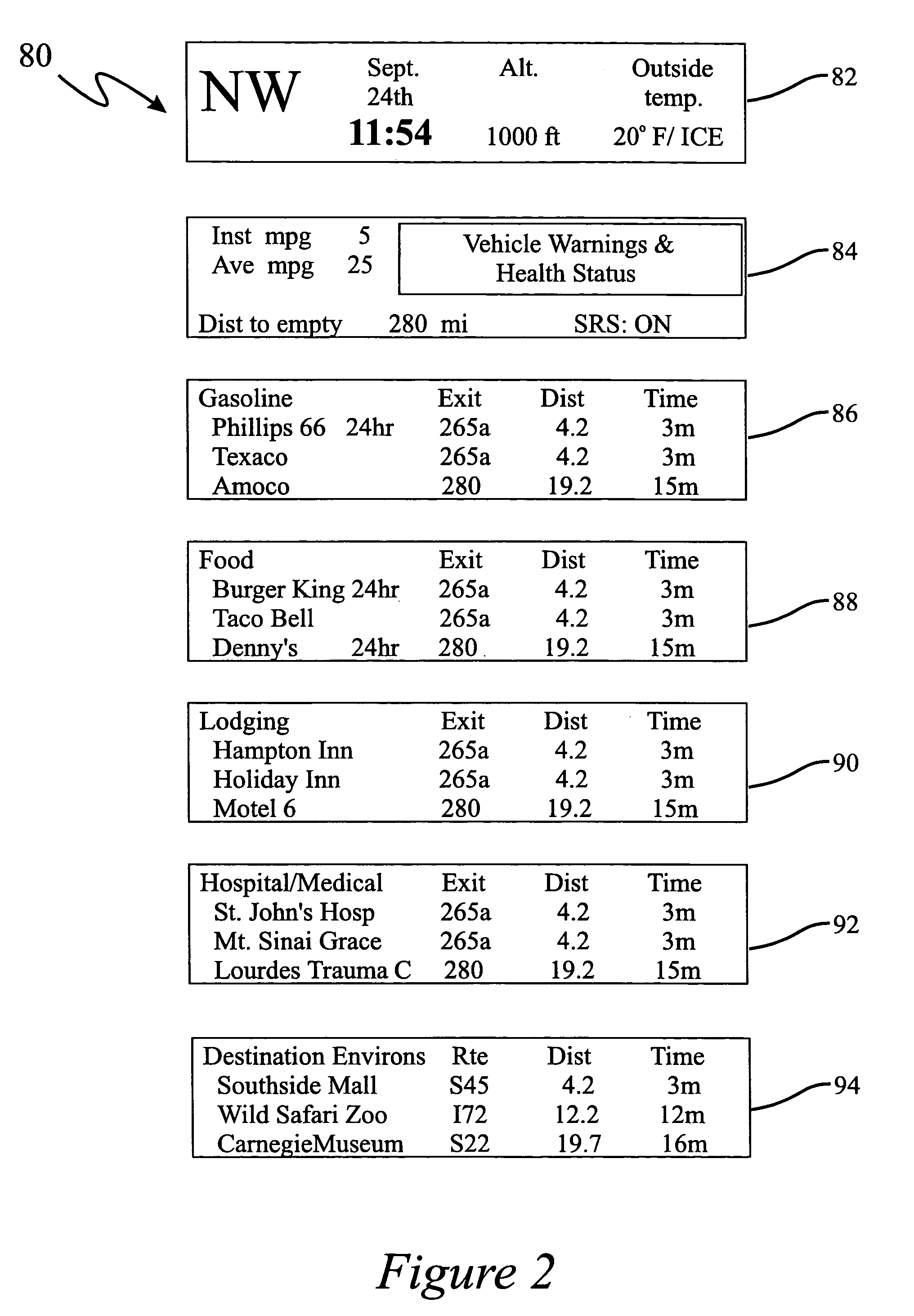 Vehicle information display and communication system having an antenna array