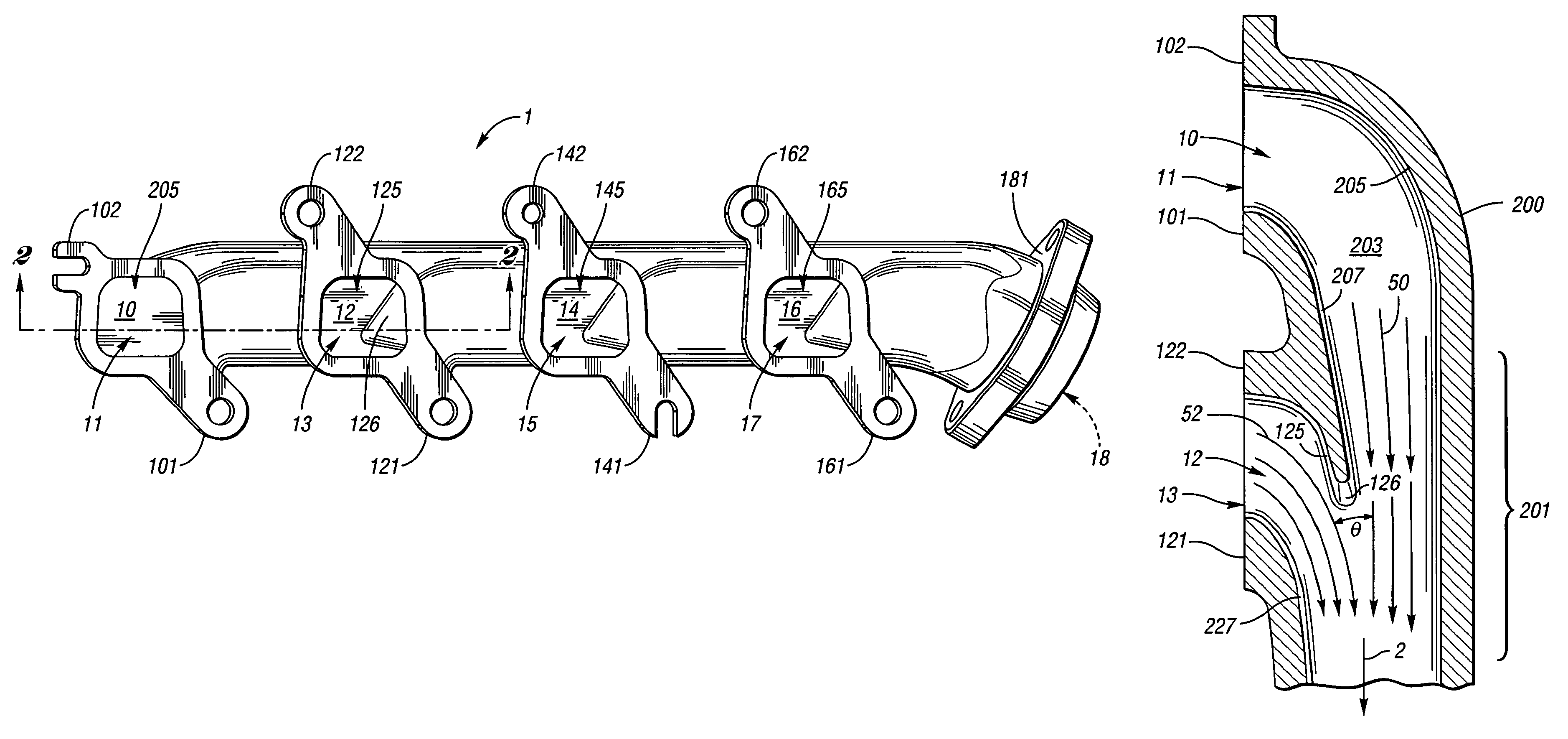 Deflector style exhaust manifold