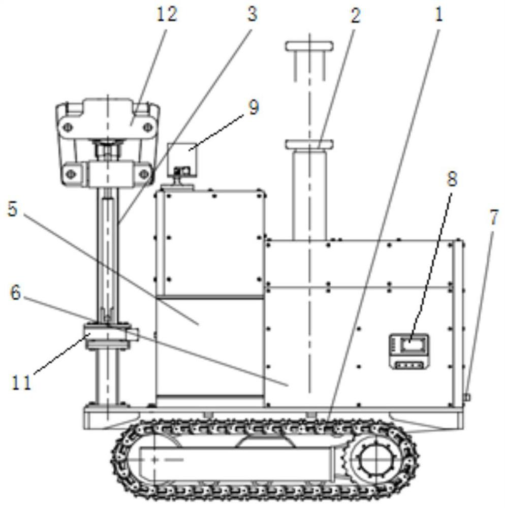 Mining anchor withdrawing vehicle