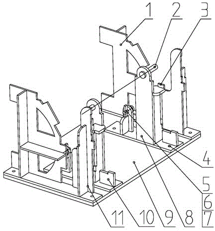 Splice welding locating device for front frame of loading machine