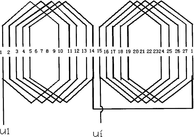 Fractional slot winding of brushless three-phase synchronous generator for ship