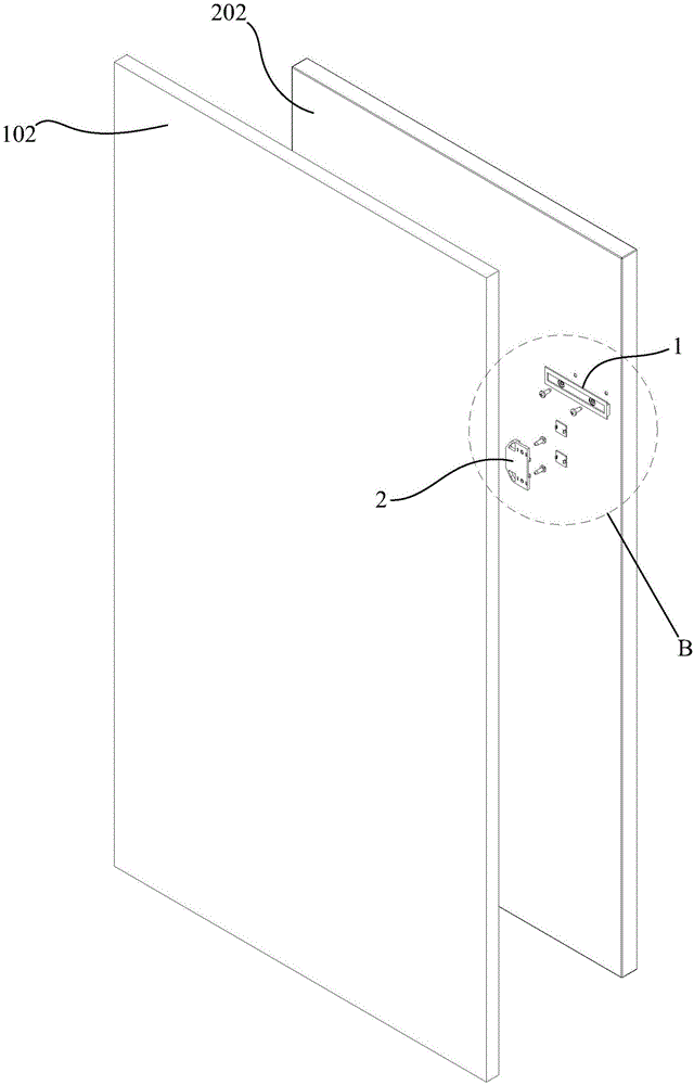 Door connecting device for embedded refrigerator and embedded refrigerator device