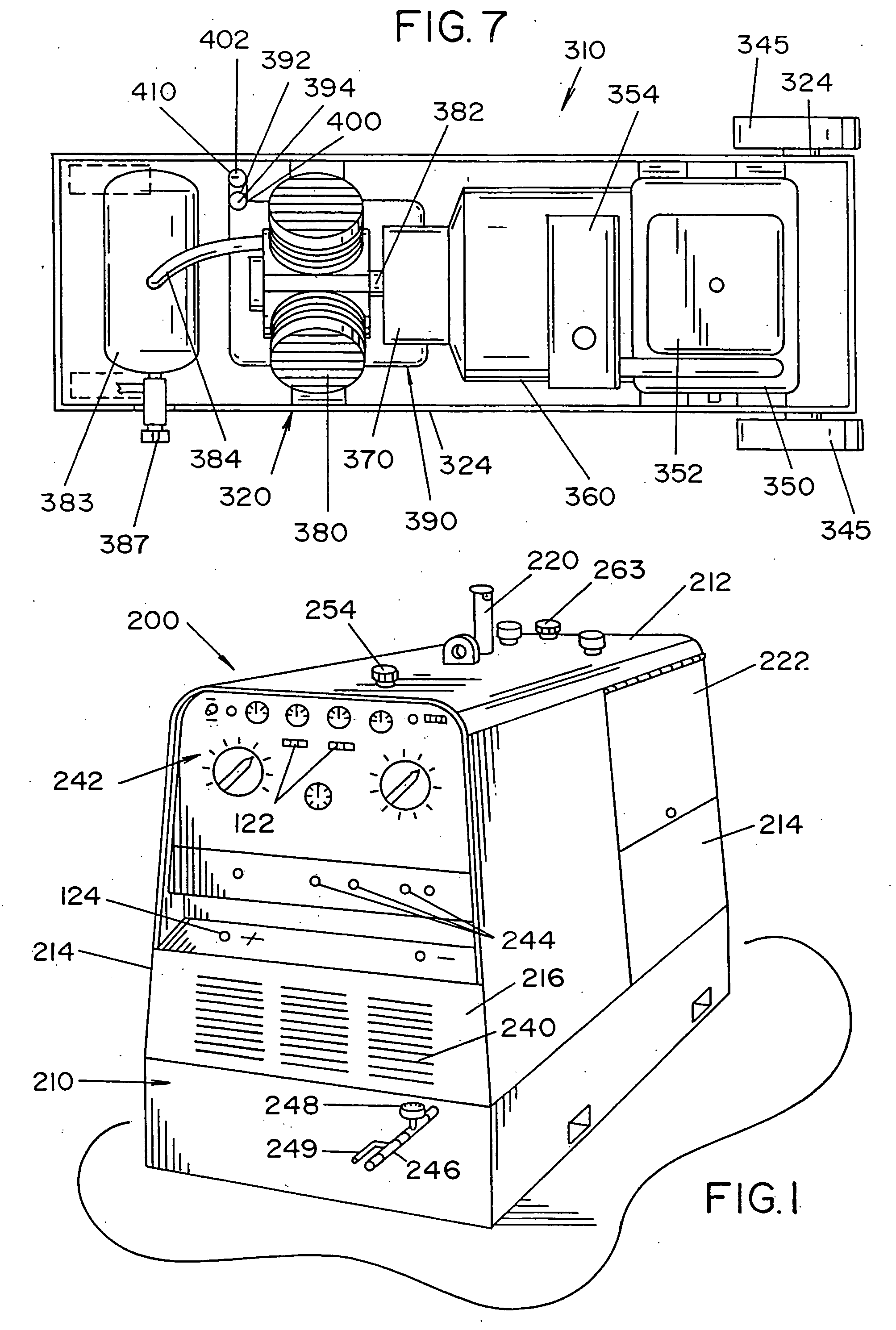 Self-contained integrated welder/generator and compressor