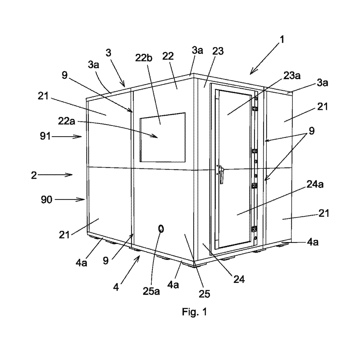 Modular sound-proofed cabin