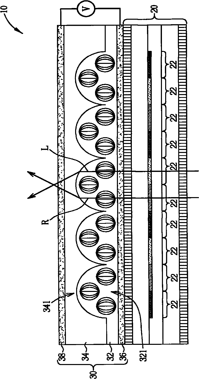 Display device capable of being switched into two-dimensional and three-dimensional display modes and active scattering lens thereof