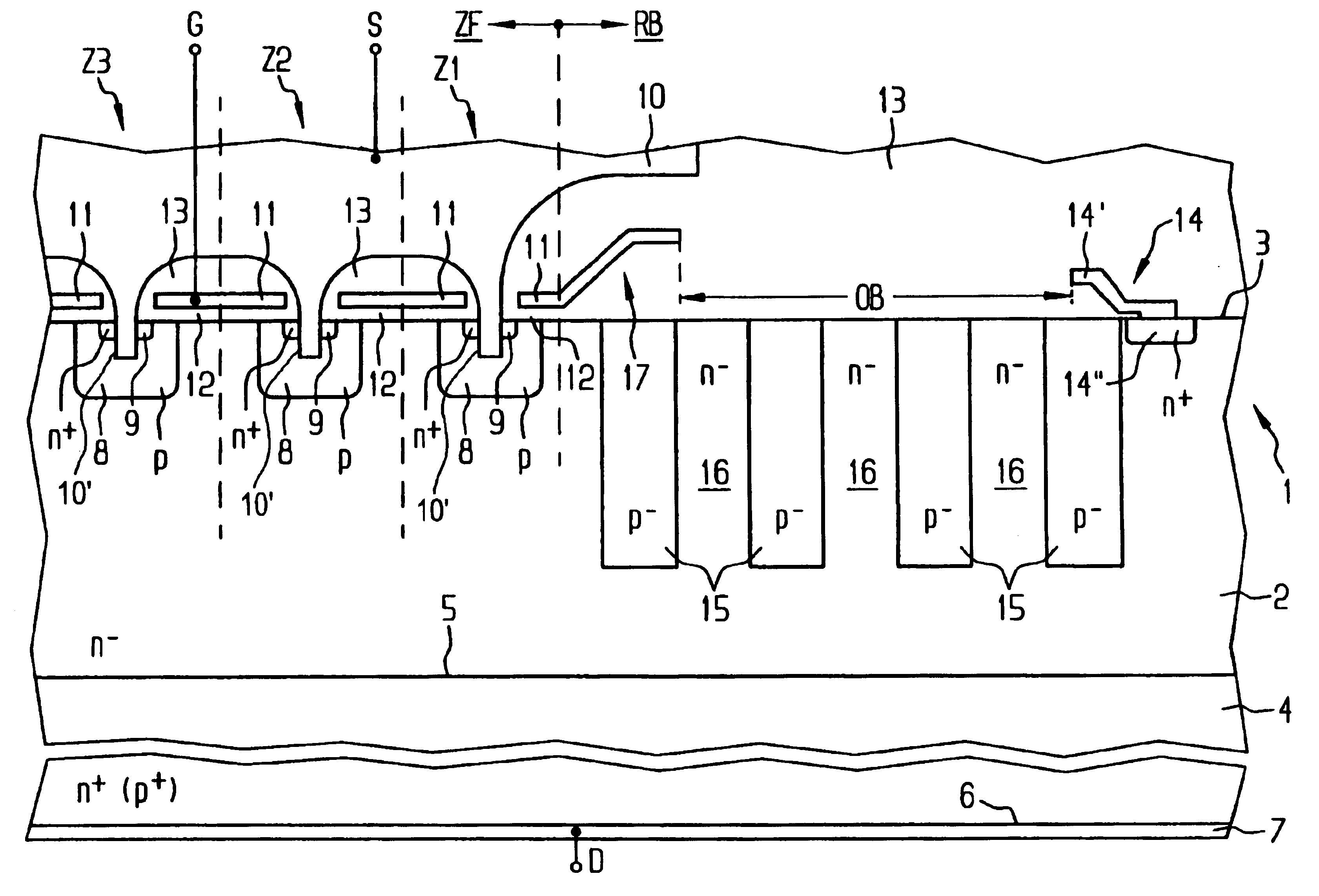 High voltage resistant edge structure for semiconductor components