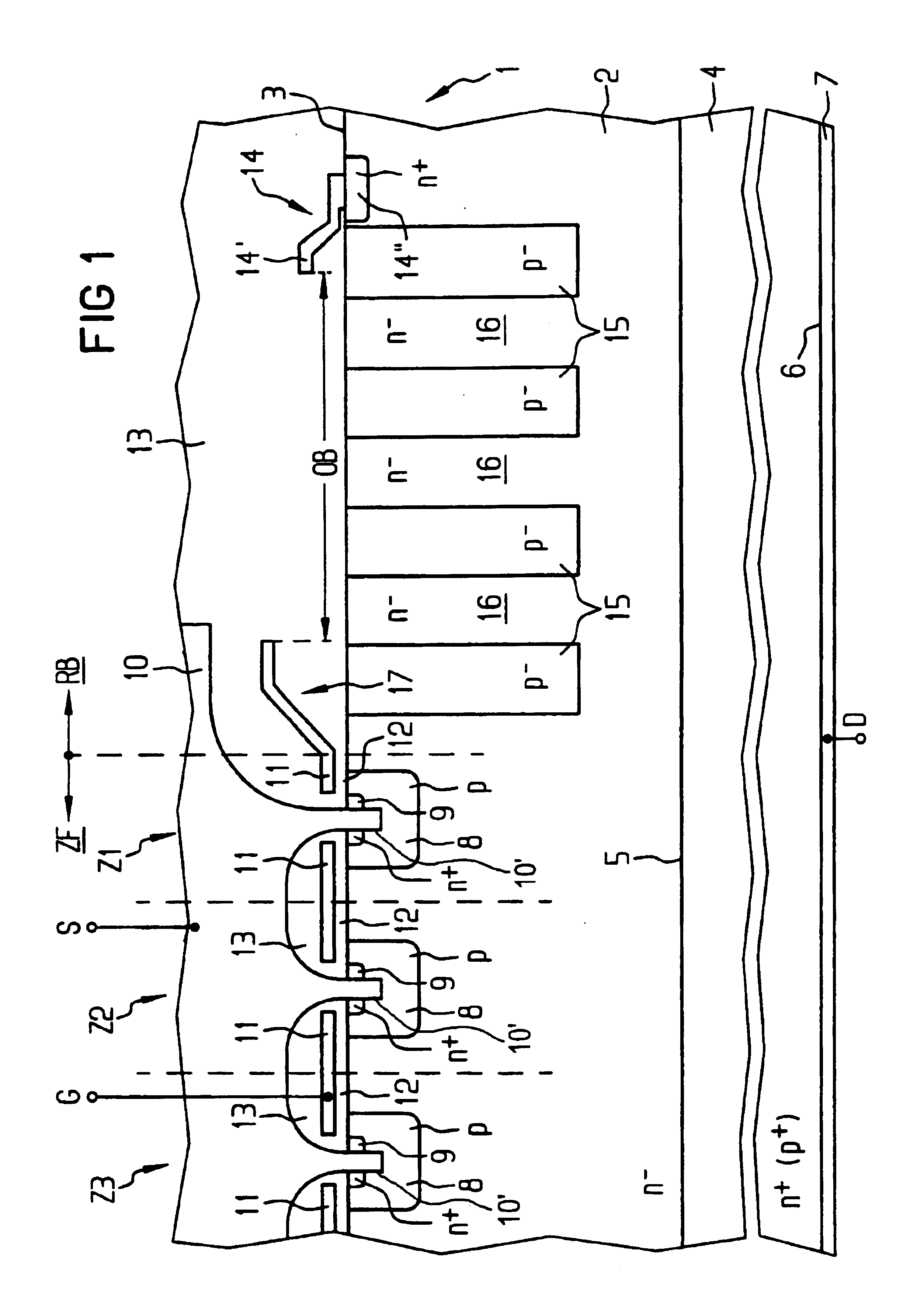 High voltage resistant edge structure for semiconductor components