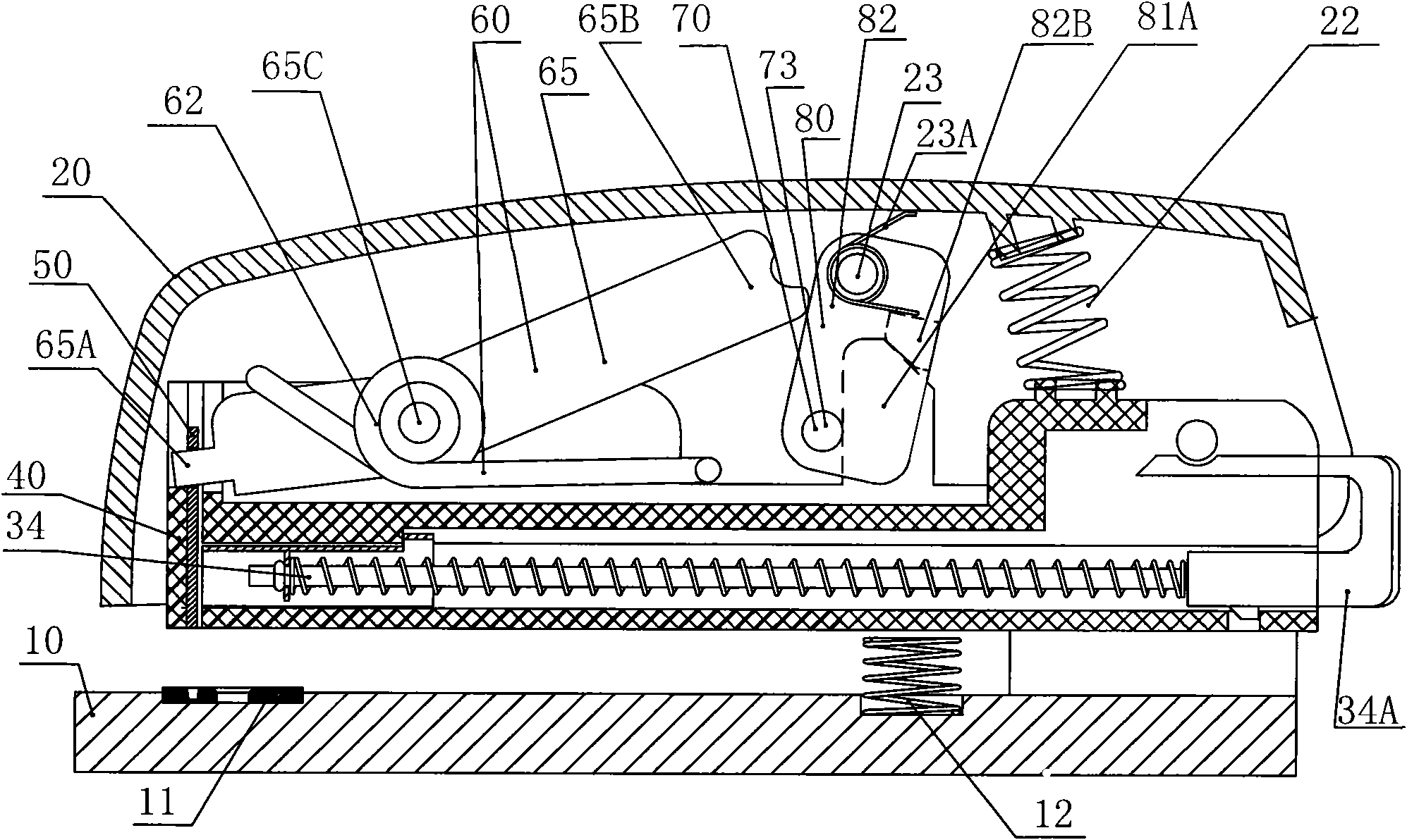 Energy storage stapling machine sending out stitching needle groove from front