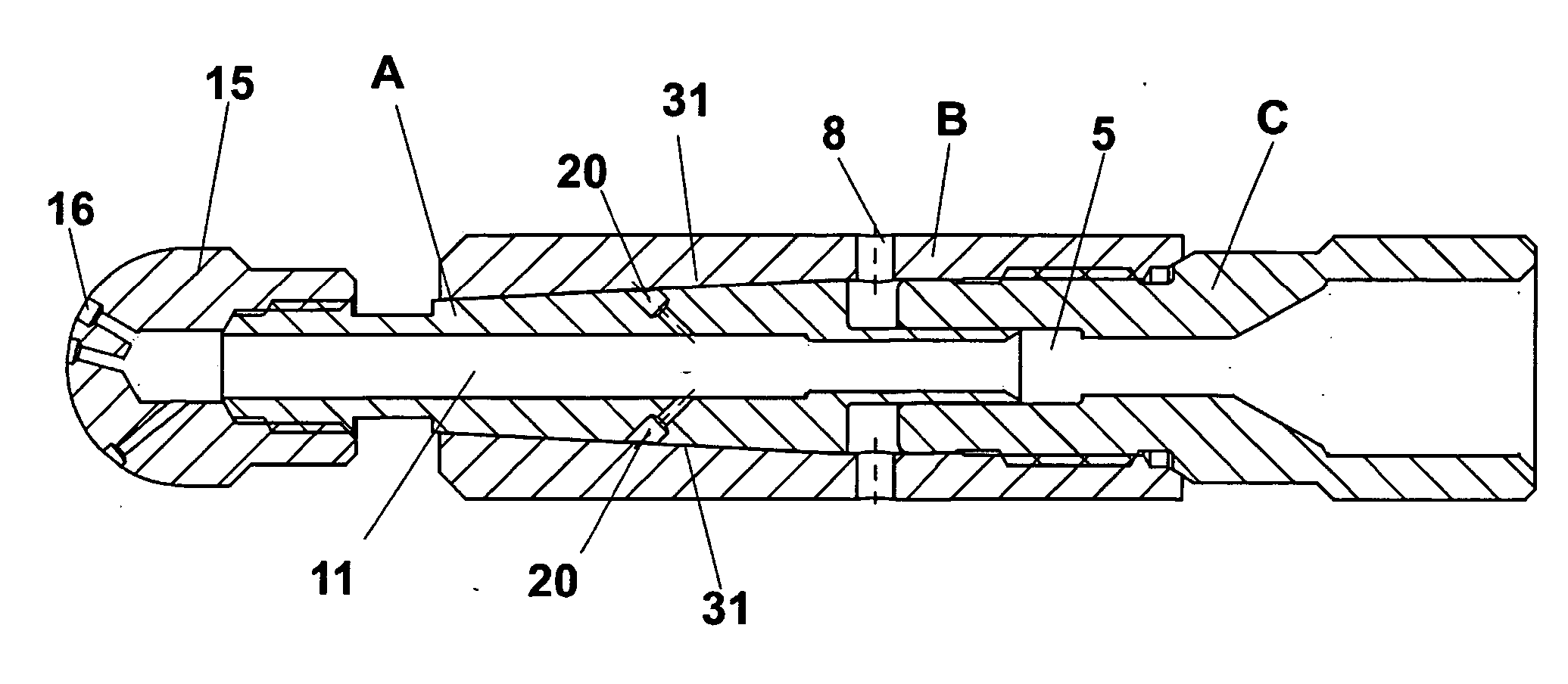 Self regulating fluid bearing high pressure rotary nozzle with balanced thrust force