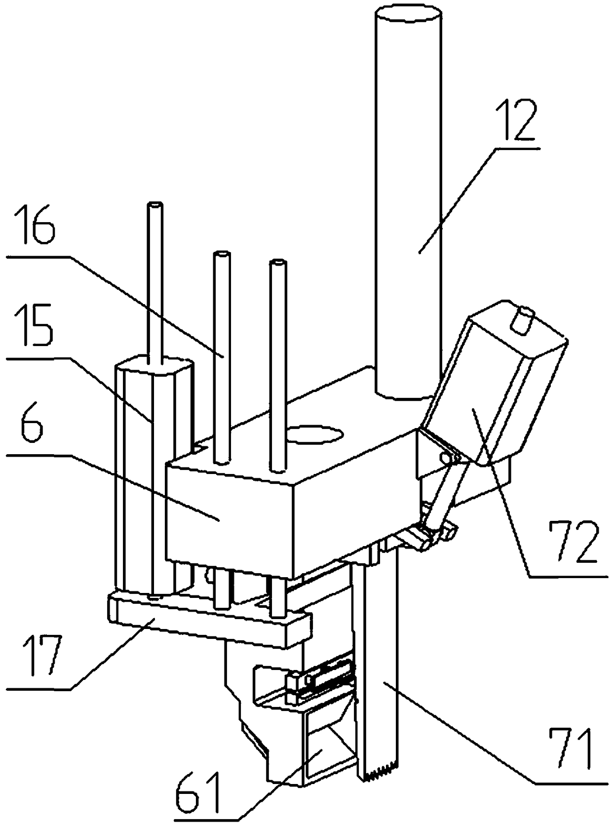 Swinging rotating drawstring cutting device for automatic buckle threading machine