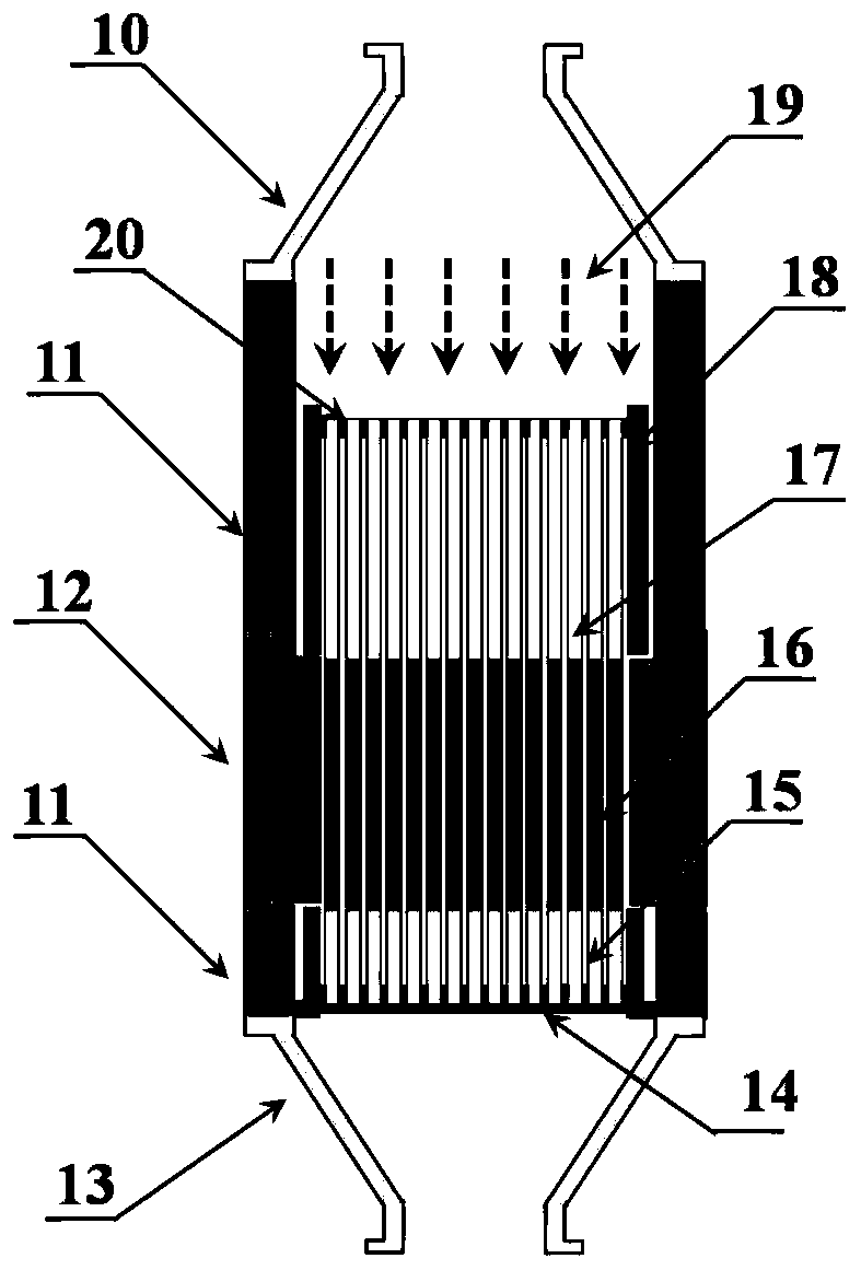 Variable-caliber multi-pass laser amplifier based on direct liquid cooling array distribution gain module