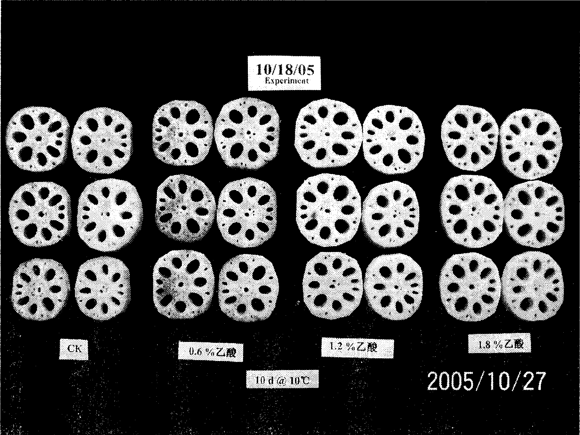 A method for preventing color change of fresh cut lotus root