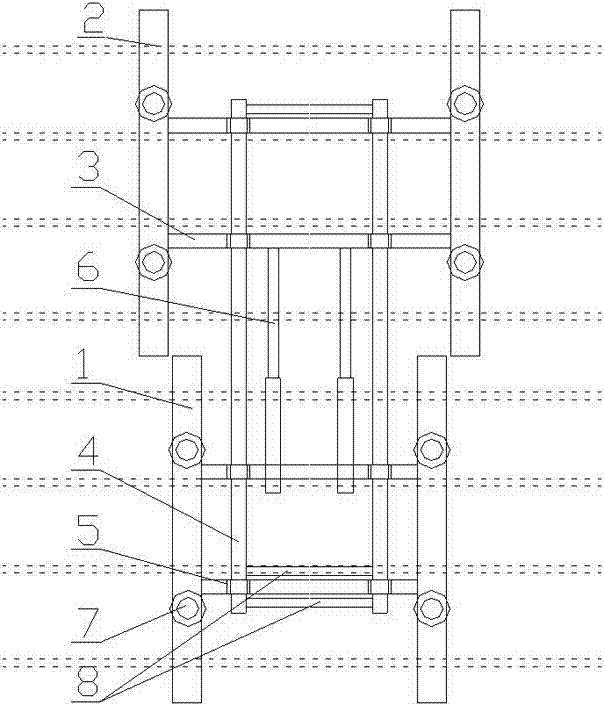 Hydraulic supporting device of suspended top beams for roadways in shed