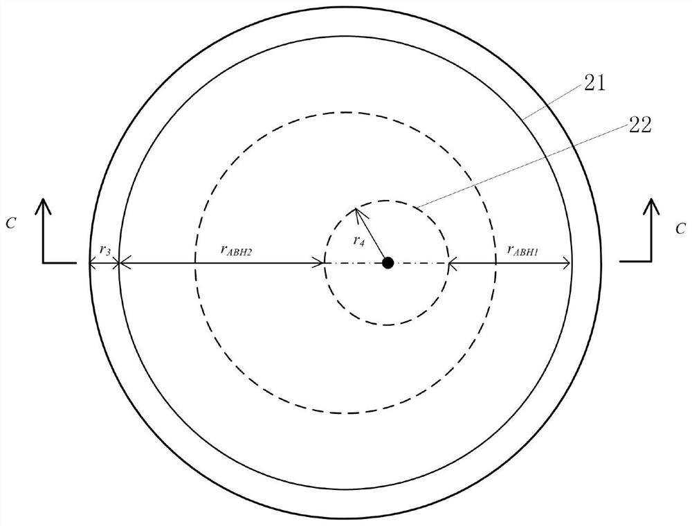 Additional eccentric acoustic black hole vibration reduction structure