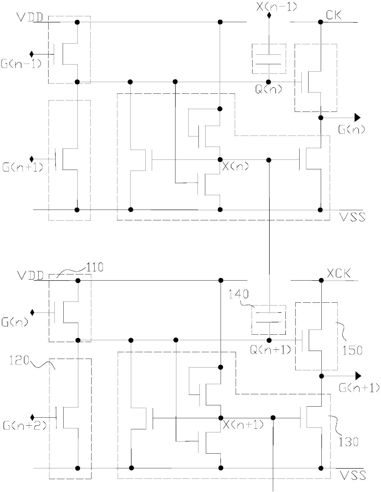 An array substrate row driving circuit