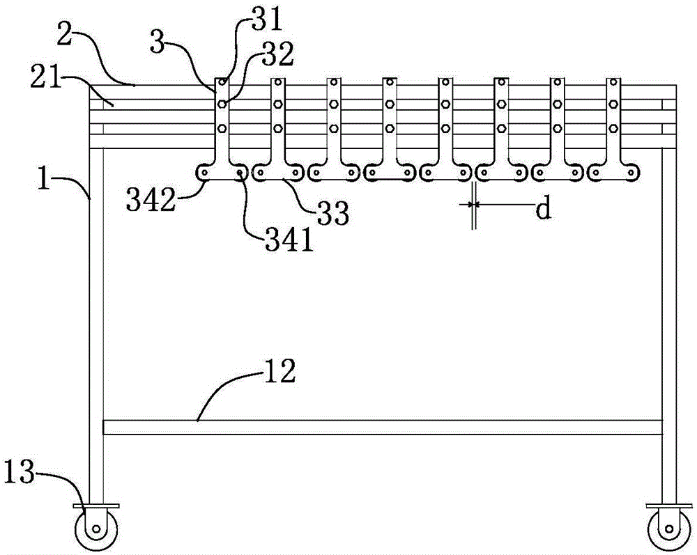 Frame for distributing rubber hoses to assembly stations