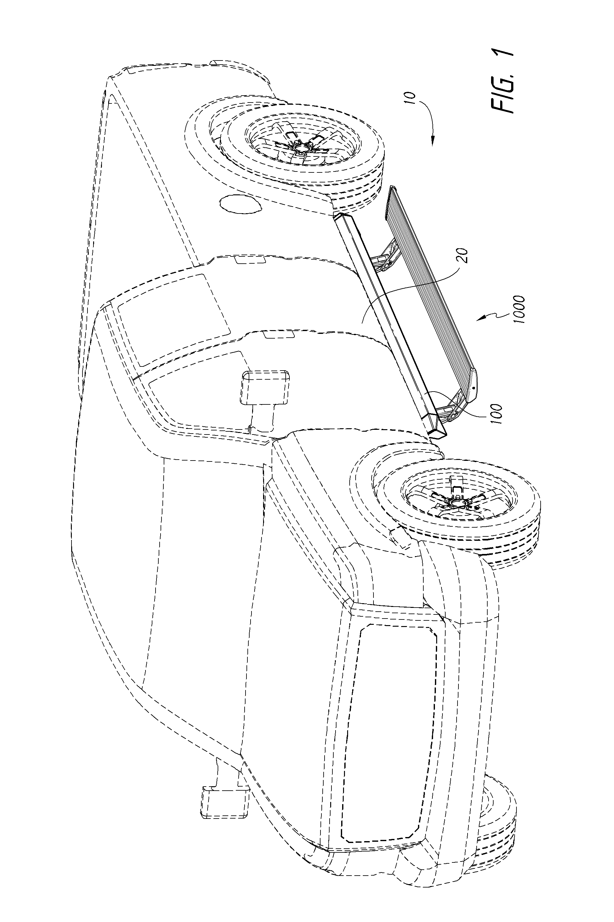 Retractable step and side bar assembly for raised vehicle