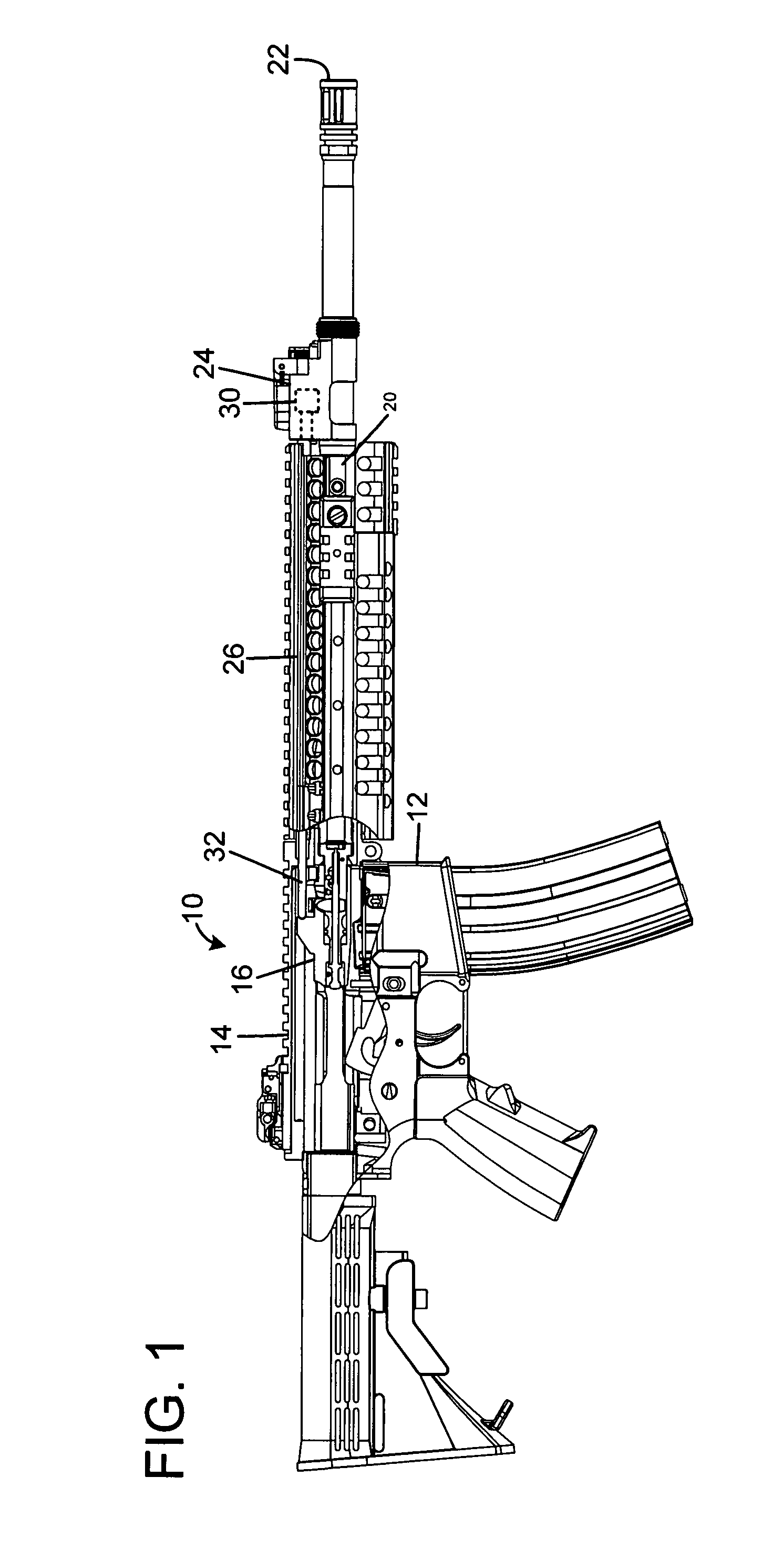 Firearm with gas system accessory latch