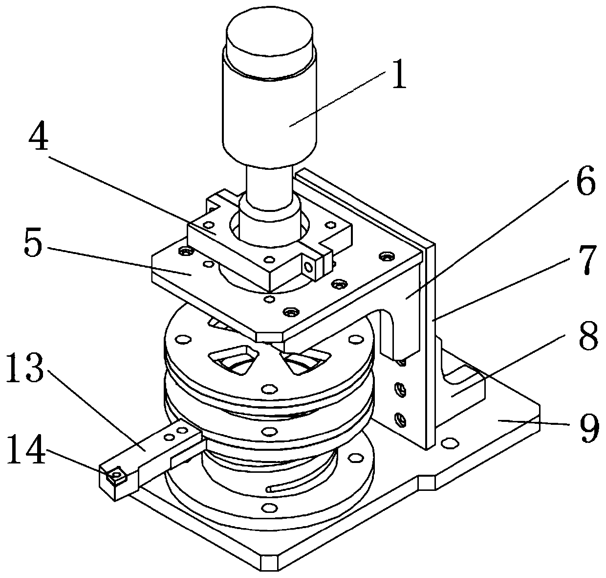 Double-spiral-groove combined type single-excitation three-dimensional curved surface ultrasonic-assisted turning device