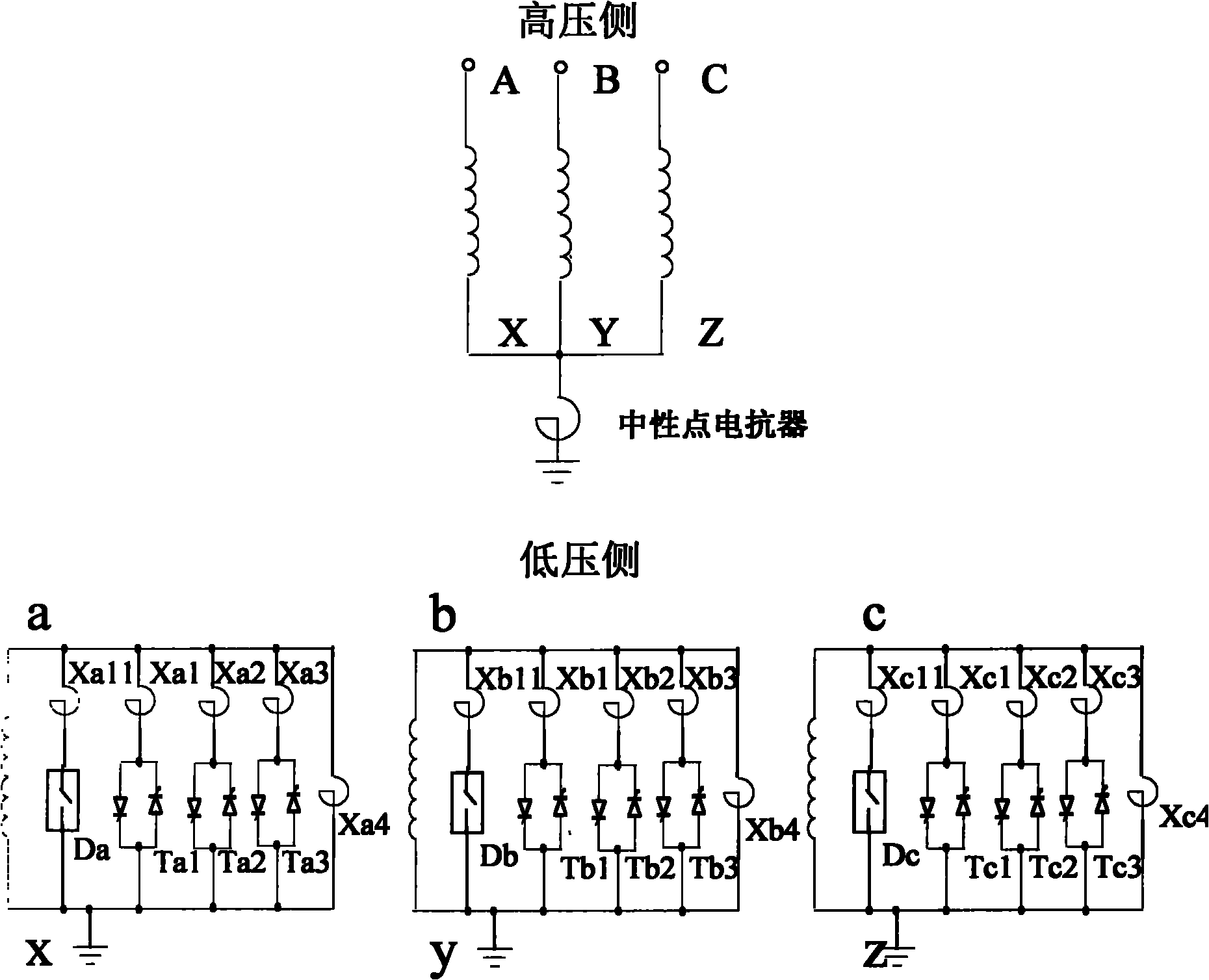 Thyristor valve controlled type controllable paralleling reactor device configured with parallel valve branches