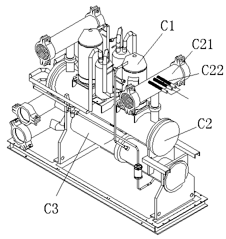 Air energy-collecting tower heat pump unit