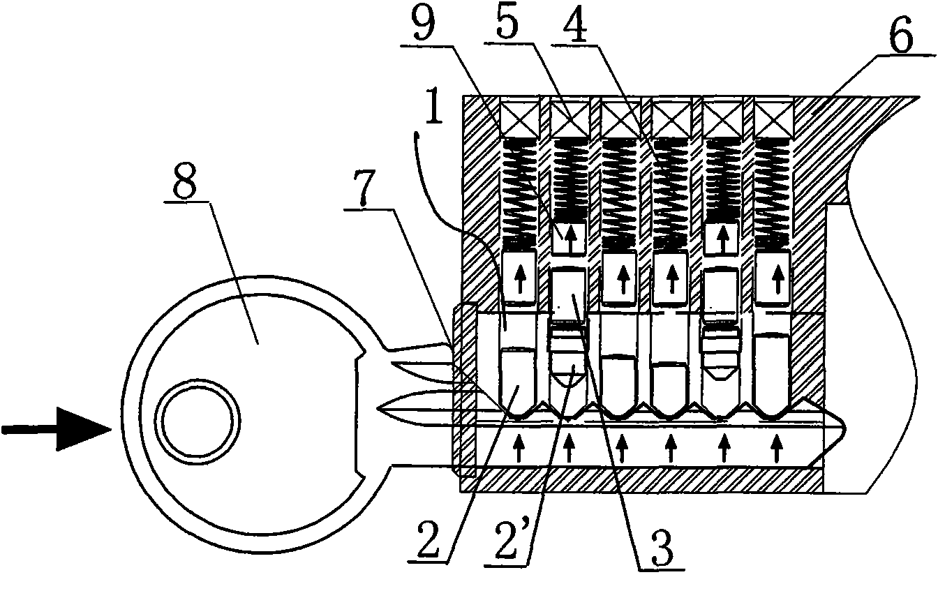 Strong impaction lock core of anti-bump key