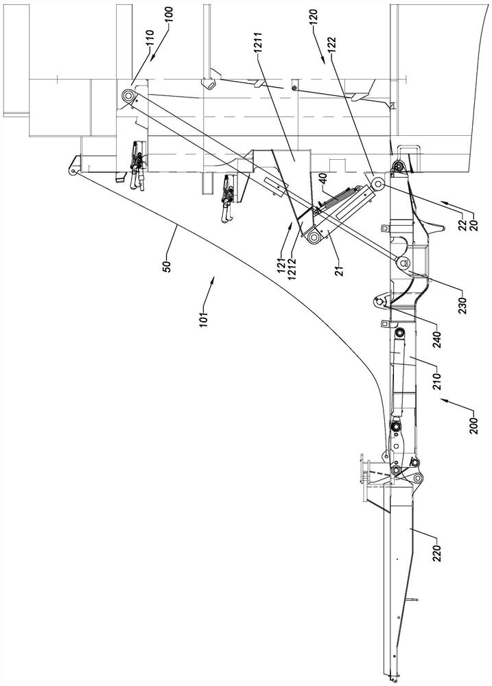 Marine stern ramp traction system and unfolding method thereof