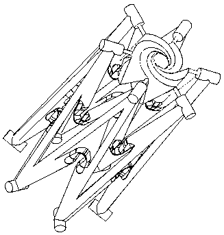 Modular space curved extendable mechanism containing flexible hinges