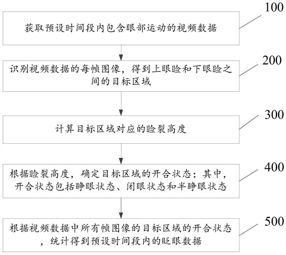 Blinking data statistical method and device, medium and electronic equipment