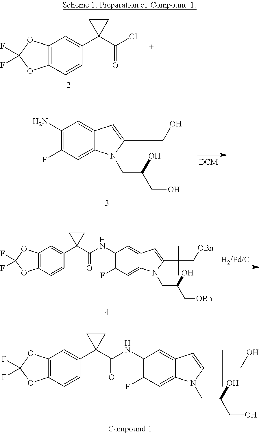 Formulations of (R)-1-(2,2-difluorobenzo[D] [1,3] dioxol-5-yl)-N-(1-(2,3-dihydroxypropyl)-6-fluoro-2-(1-hydroxy-2-methylpropan-2-yl)-1H-indol-5-yl)cyclopropanecarboxamide