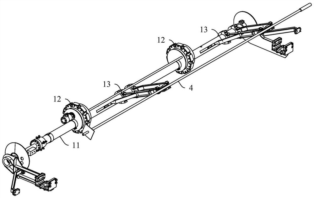 Anchor rod warehouse and operation arm of anchor rod trolley with anchor rod warehouse