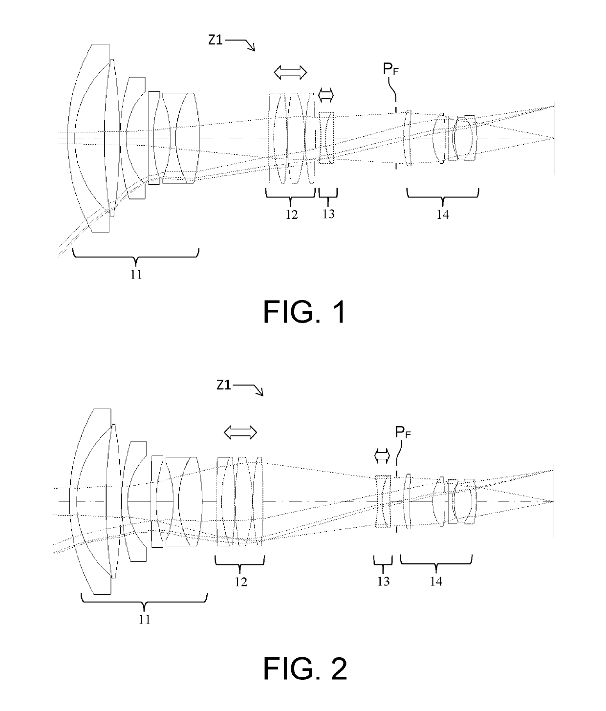 Optical zoom with movable pupil