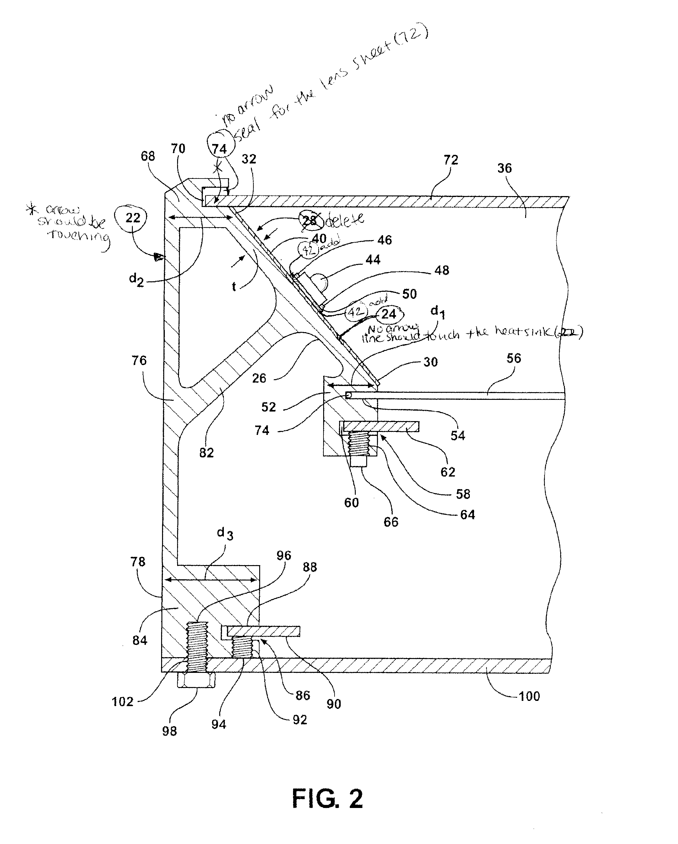 Integral heat sink and housing light emitting diode assembly