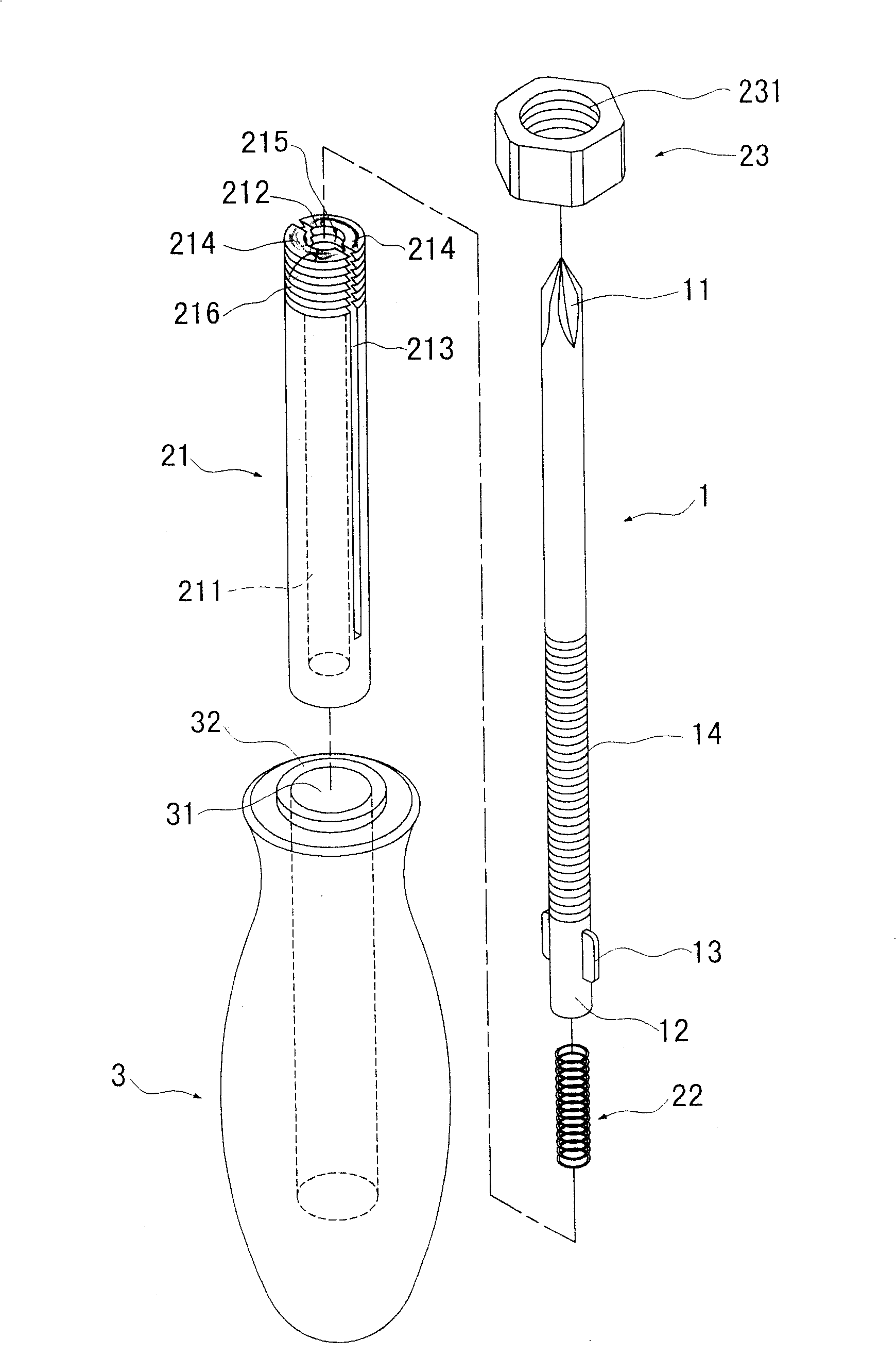 Adjustable screwdriver structure