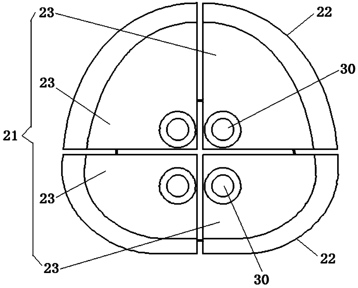 Ball and socket joint filling bone block