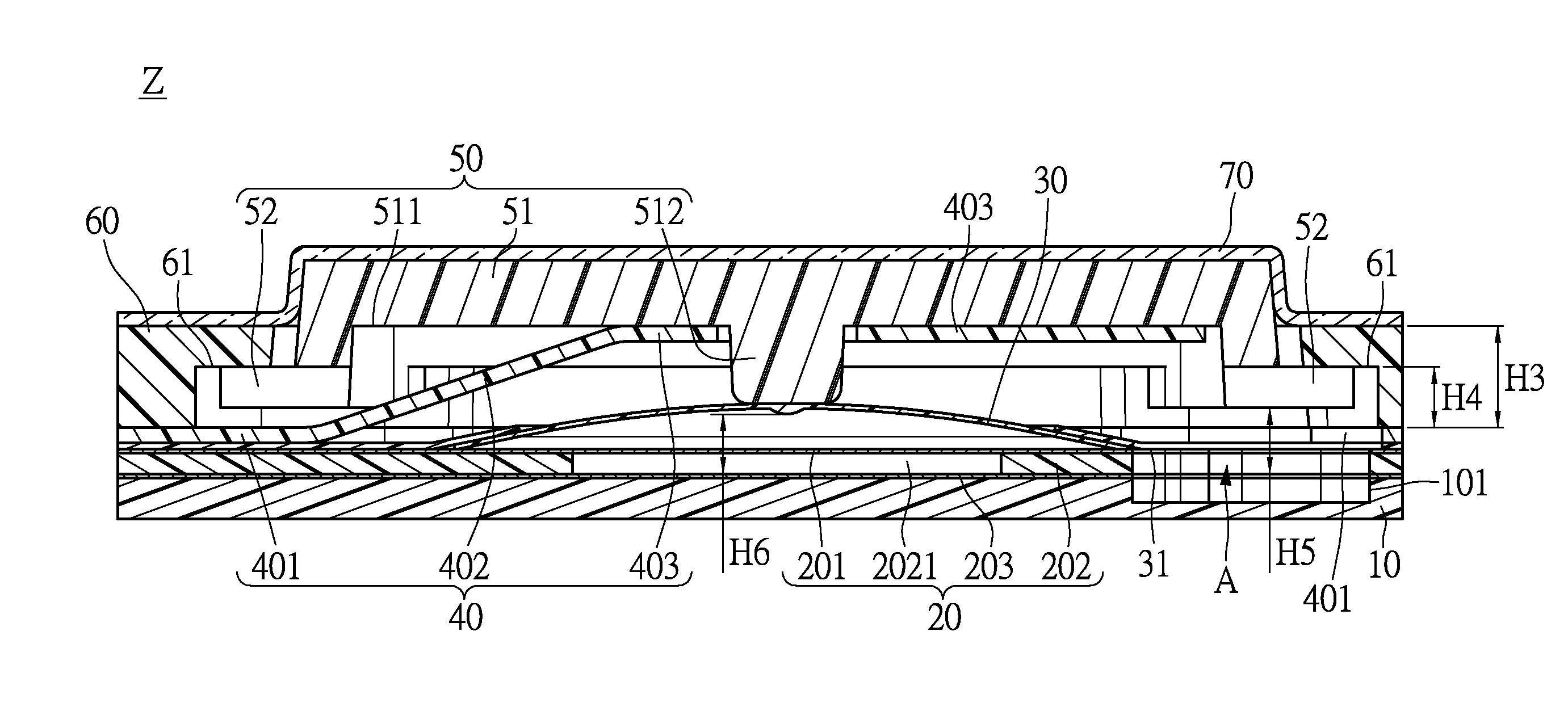 Thin push button structure