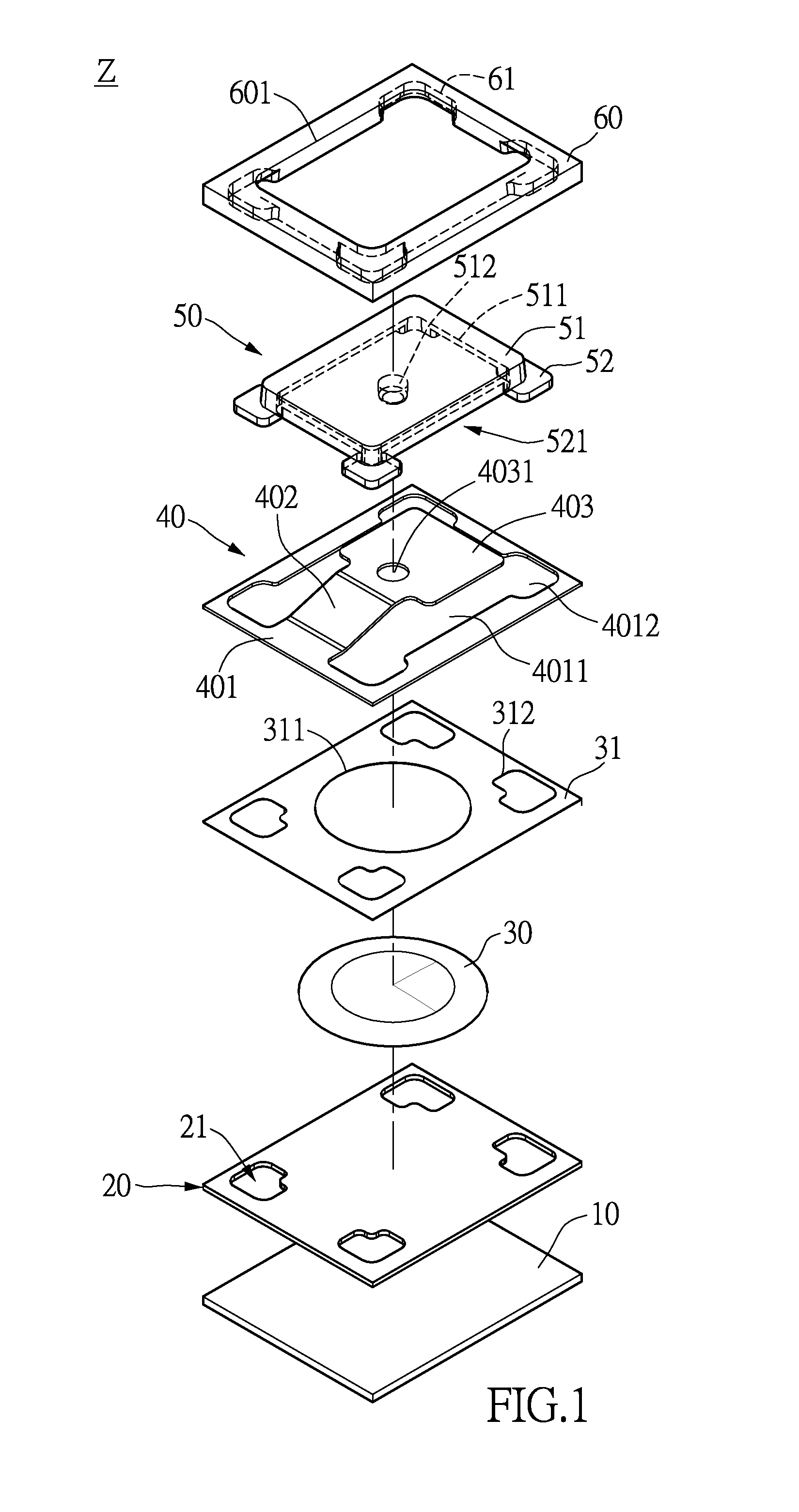 Thin push button structure