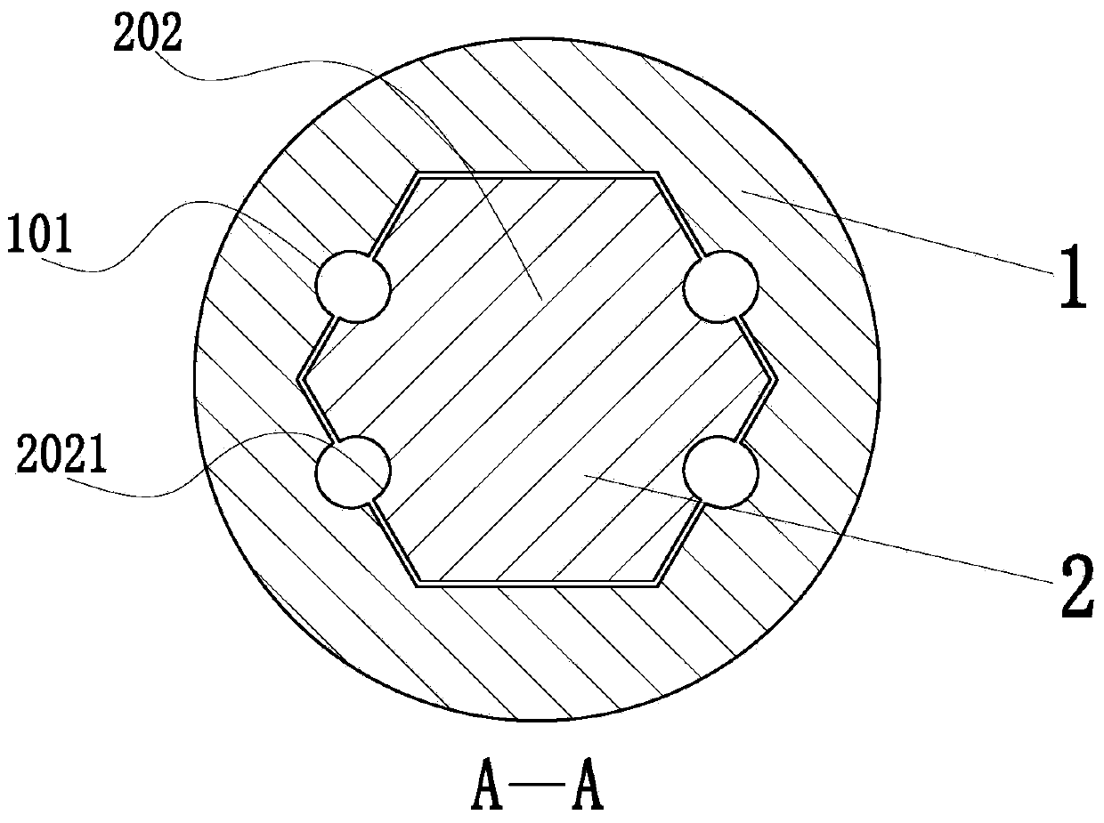 Lithium ion battery and notch type core rod and support pillars of lithium ion battery