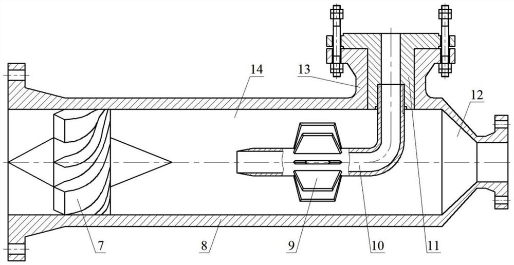 T-shaped pipe network three-stage axial flow gas-liquid separation device and real-time control system