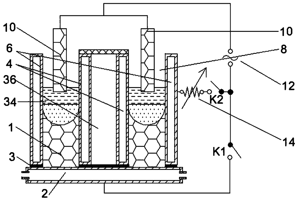 Device and method for preparing titanium-containing superalloy hollow steel ingot by electroslag remelting