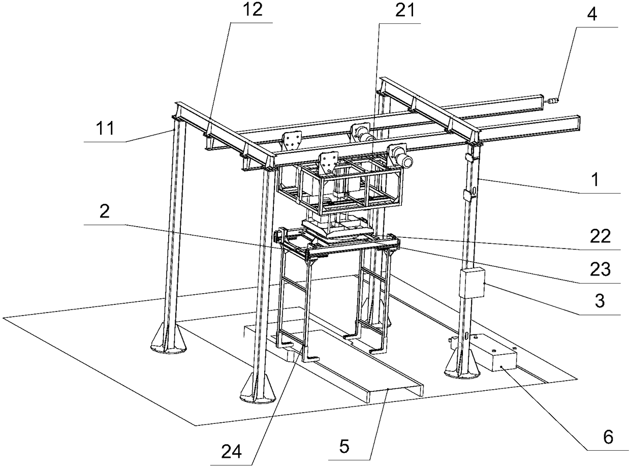 Fully automatic line-unloading transfer system for excavator engine