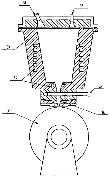 Plunger type equal-liquid-level pressure amorphous strip maker