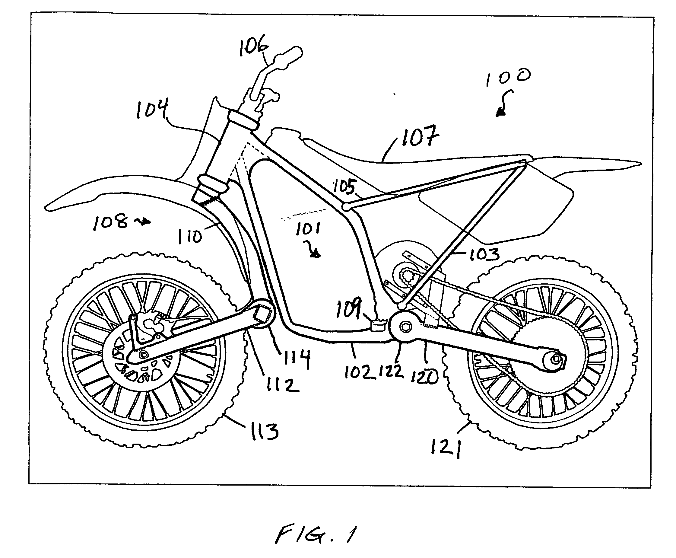 Motorcycle having torsion-acting shock absorption