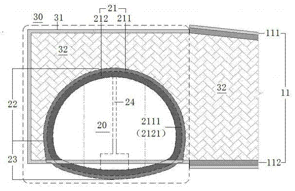 Double-line mining method subway tunnel inclined well entering main tunnel structure and process thereof