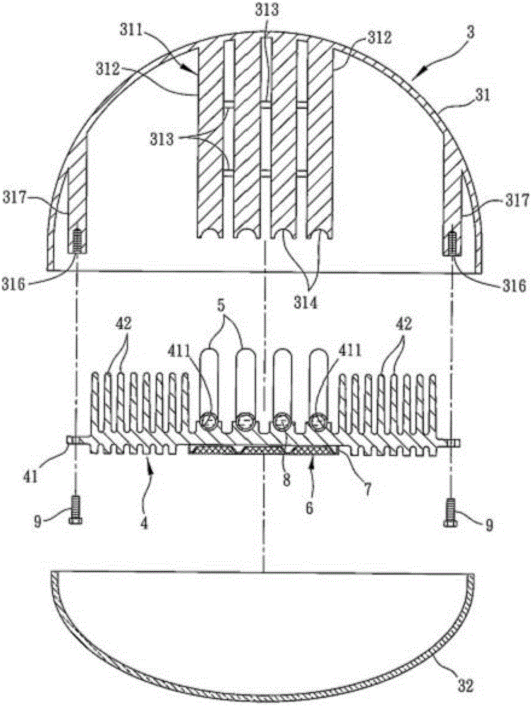 Integral LED (light emitting diode) lamp