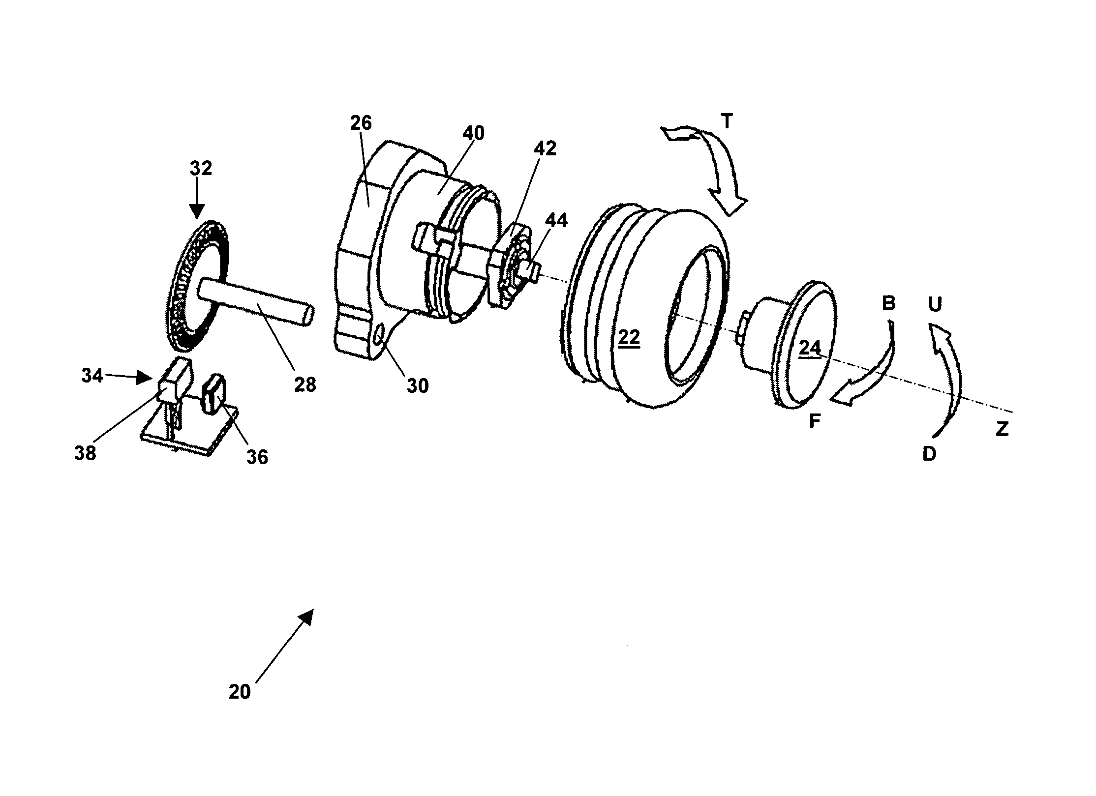 Input device including a scroll wheel assembly for manipulating an image in multiple directions