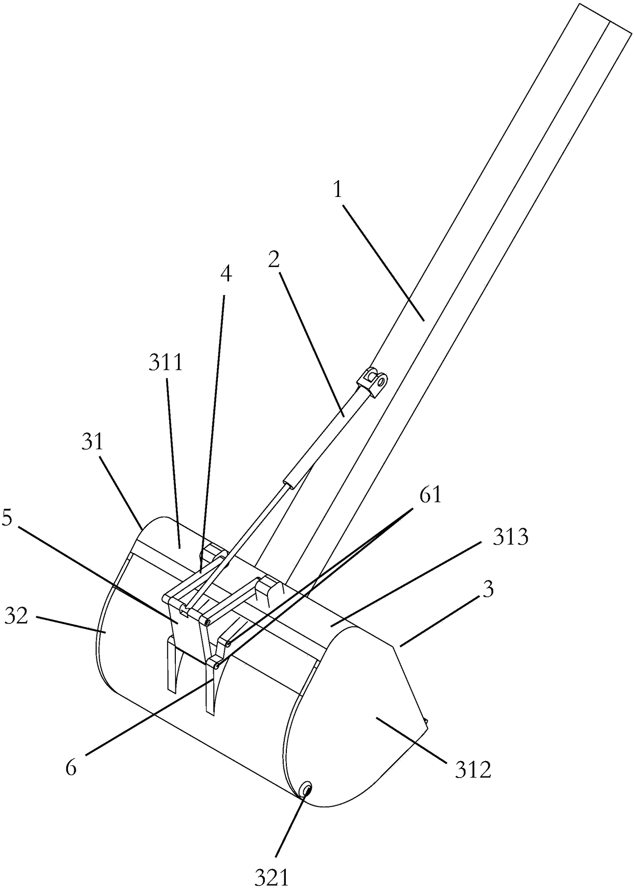 A bucket mechanism of telescopic arm type grid decontamination machine