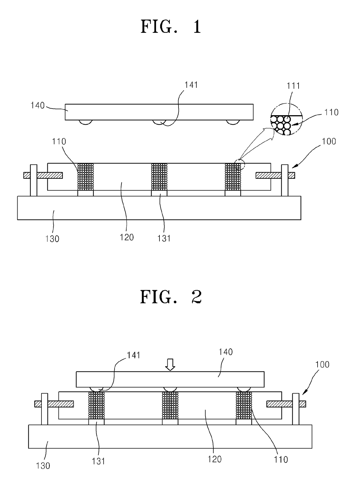 Test socket including conductive particles in which through-holes are formed and method for manufacturing same