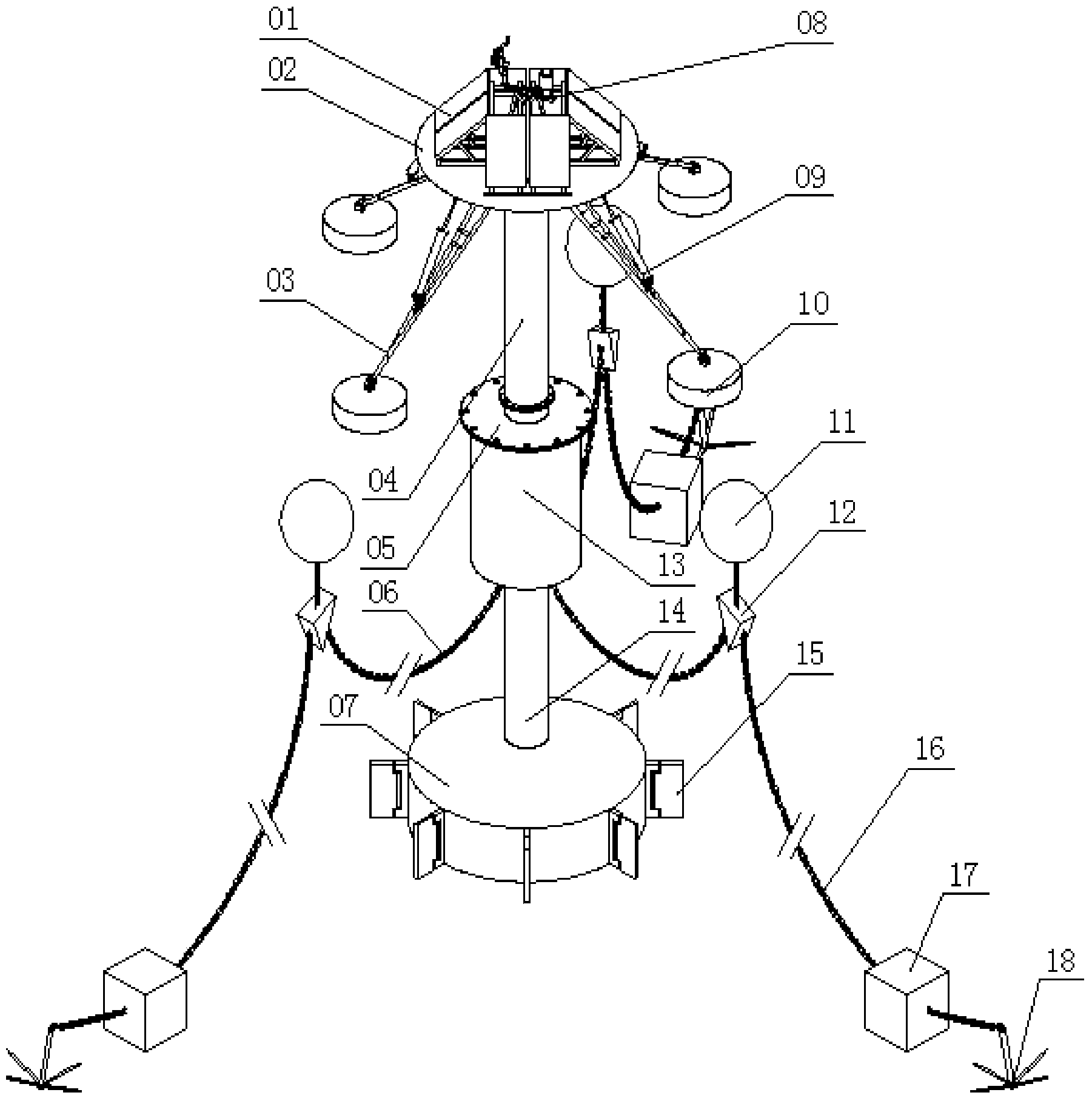 Floating type multi-floater wave power generation device